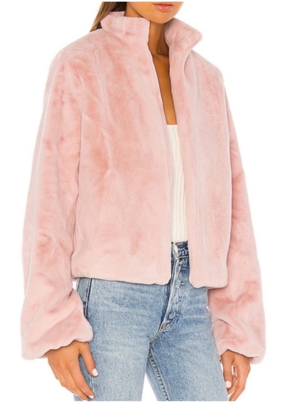 Tularosa Inori Faux Fur Jacket Blush Pink Women’s Small Open Front